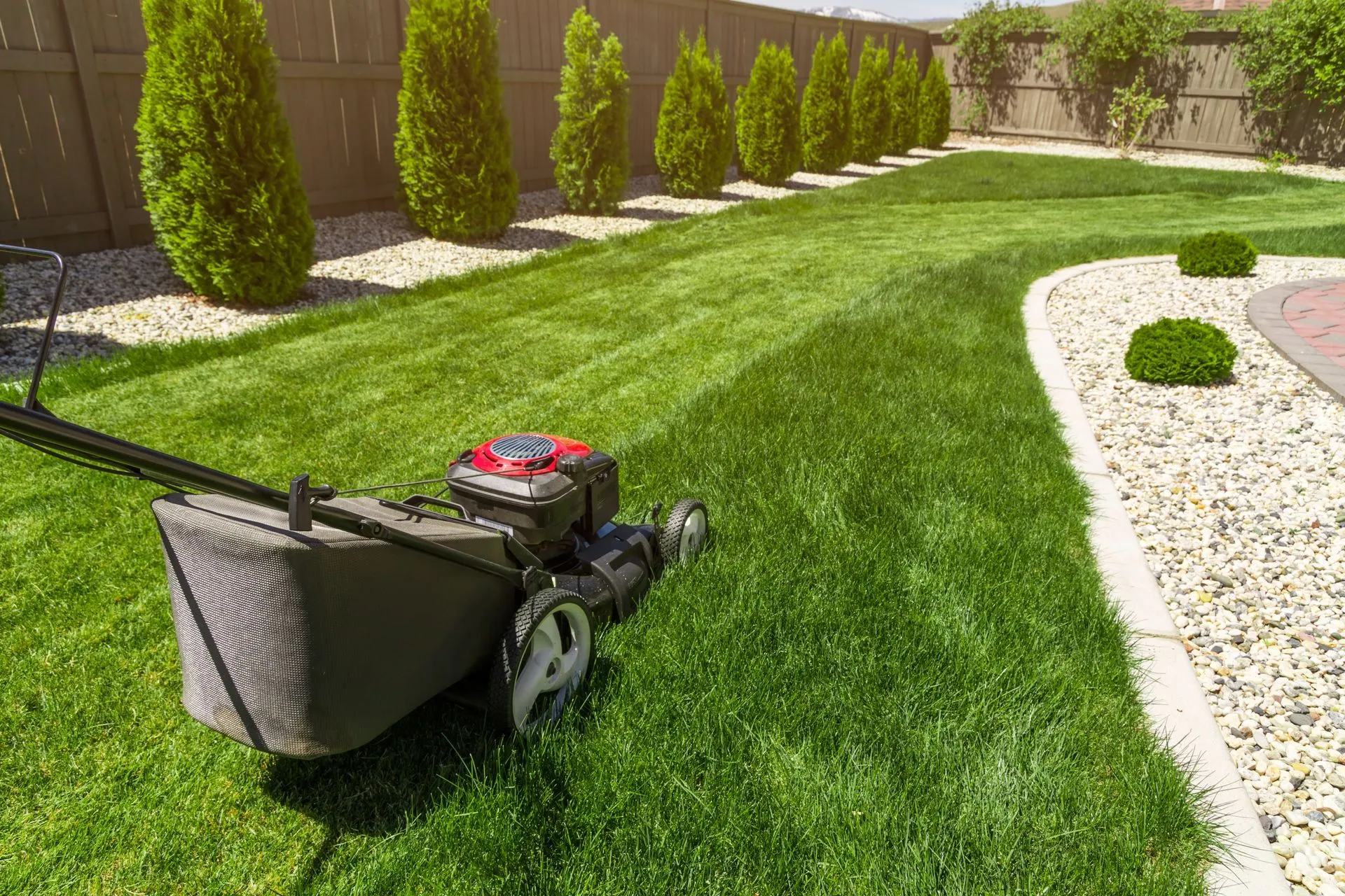 Lawn mowing service with clean stripes at a property in Morrison, Illinois